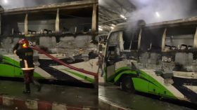 সিলেটের কদমতলী বাস টার্মিনালে একটি বাসে অগ্নিকান্ডের ঘটনা ঘটেছে