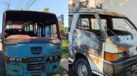 সিলেটে অ্যাম্বুলেন্স ও বাসে আগুন দিয়েছে দুর্বৃত্তরা